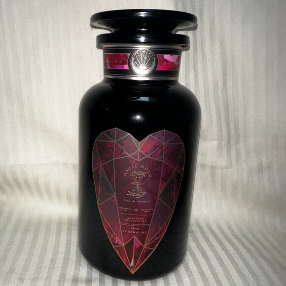 NEW! MAGIC HOUR PINK TOURMALINE TEA IN VIOLET GLASS APOTHECARY JAR 60-75 CUPS - Picture 5 of 7
